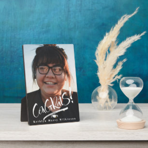 Congrats Grad Modern Script Graduation Photo Plaque