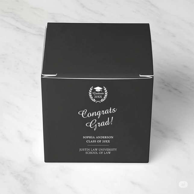 Congrats Grad! Modern Simple Black Graduation Favor Box (Creator Uploaded)