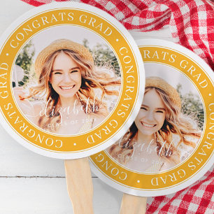 Congrats Grad Modern Simple Custom Photo Hand Fan