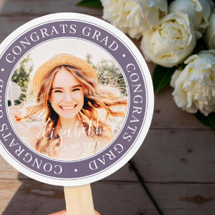 Congrats Grad Modern Simple Custom Photo Hand Fan
