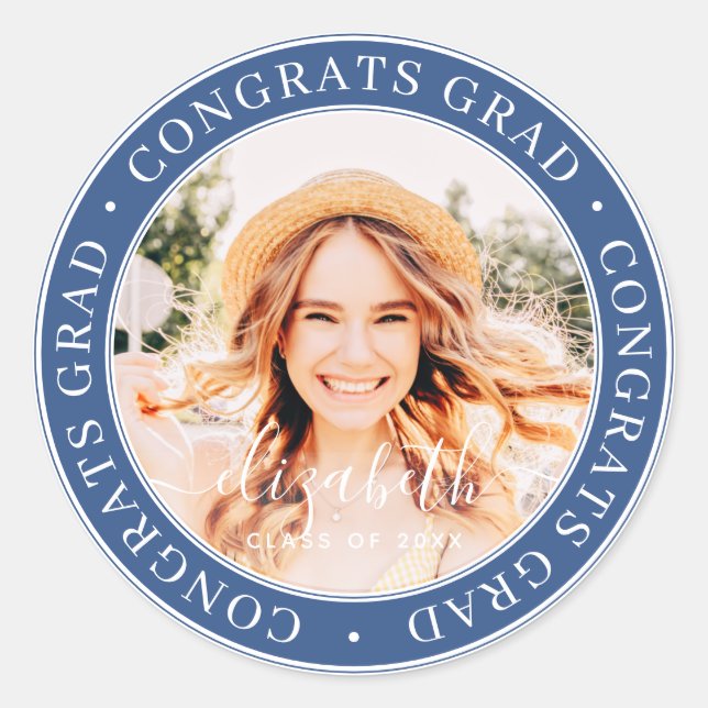 Congrats Grad Modern Simple Photo Envelope Seal (Front)