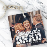 Congrats Grad Modern Simple Preppy Photo Keychain<br><div class="desc">This simple and classic design is composed of serif typography and add a custom photo.</div>