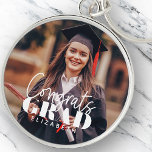 Congrats Grad Modern Simple Script Custom Photo Keychain<br><div class="desc">This simple and modern design is composed of serif typography and add a custom photo.</div>