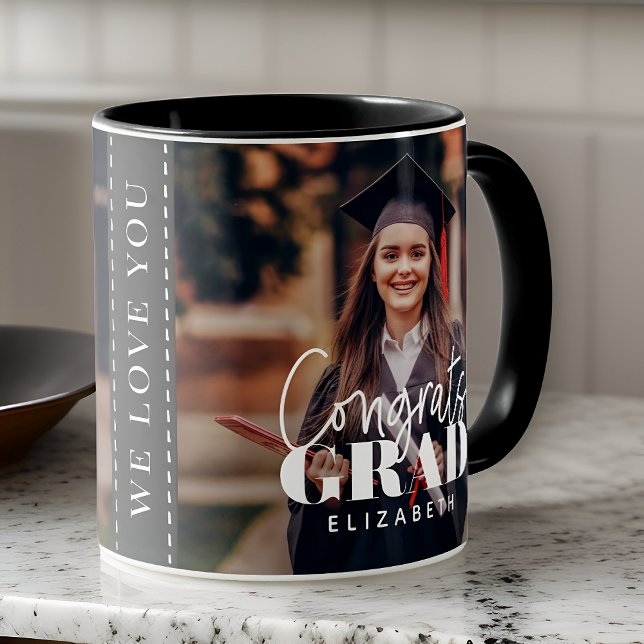 Congrats Grad Modern Simple Script Custom Photo Mug (Creator Uploaded)