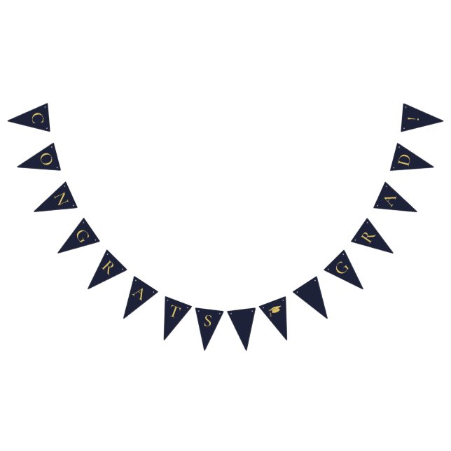 Congrats Grad Navy Blue Bunting Flags (All)