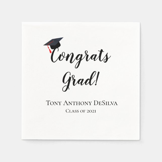Congrats Grad Personalized Graduation Napkins (Front)