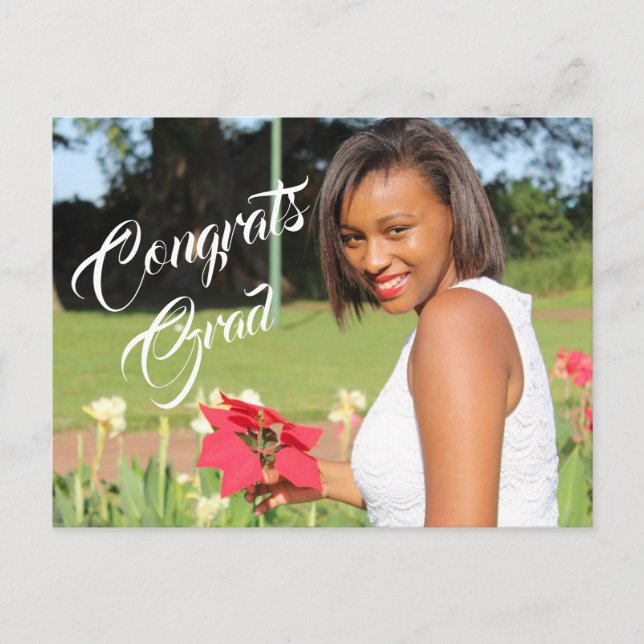 Congrats Grad Photo Graduation Announcement Postcard (Front)