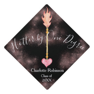 Congrats Grad Pink Girly Heart Arrow Elegant Graduation Cap Topper