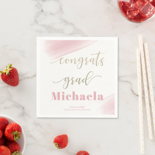 Congrats Grad Pink Gold Graduation Party  Napkin