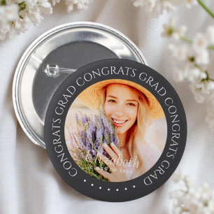 Congrats Grad Simple Modern Custom Photo 2 Inch Round Button