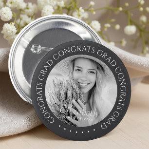 Congrats Grad Simple Modern Custom Photo 2 Inch Round Button