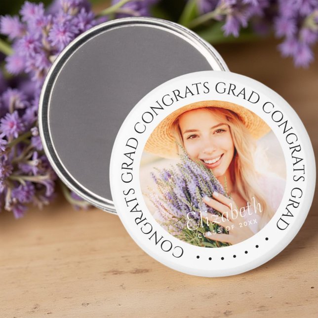 Congrats Grad Simple Modern Custom Photo Magnet (Creator Uploaded)