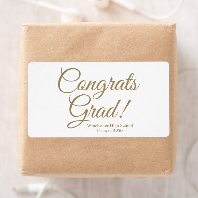 Congrats grad white gold custom school class year (Insitu)