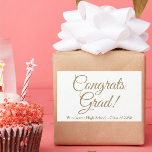 Congrats grad white gold custom school class year sticker
