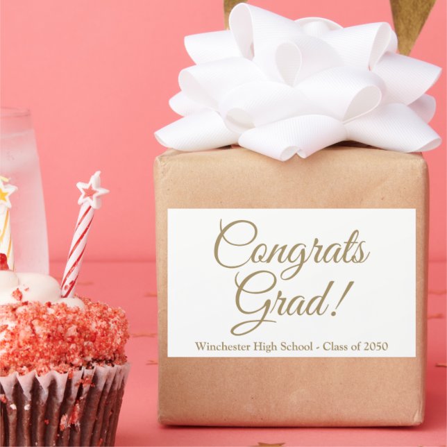 Congrats grad white gold custom school class year sticker (Party)