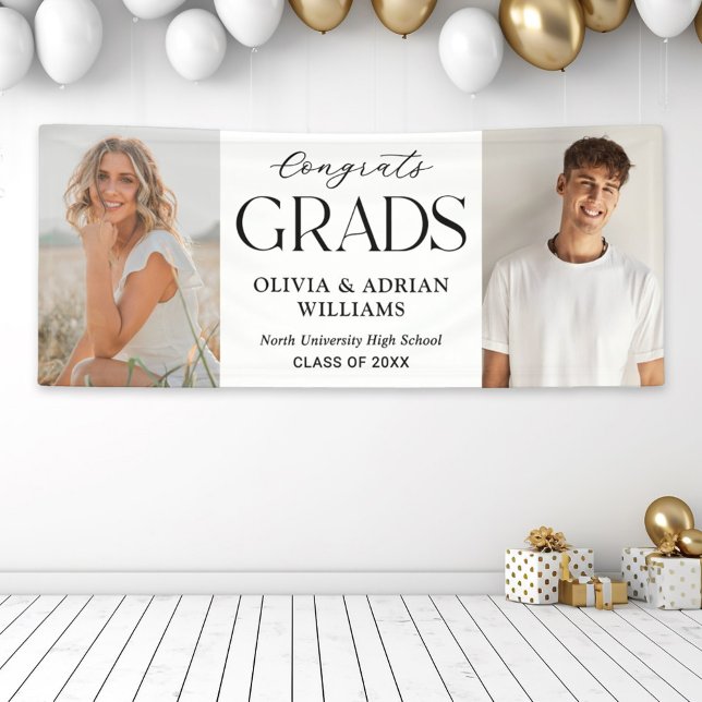 Congrats Grads Two Graduates Photo Graduation Banner (Creator Uploaded)