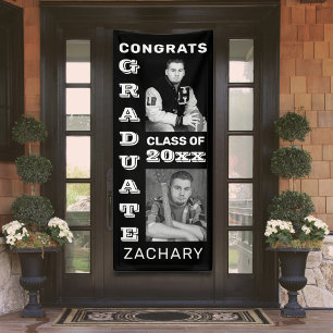 Congrats Graduate 2 Photos Black White Banner