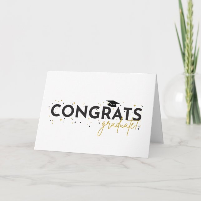 Congrats! Graduate Black and Gold Card (Front)