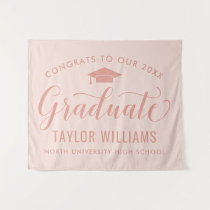 Congrats Graduate Blush Pink Backdrop Tapestry