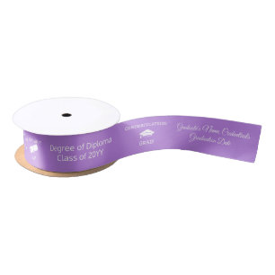 Congrats Graduate Cap Diploma Lavender Customized Satin Ribbon