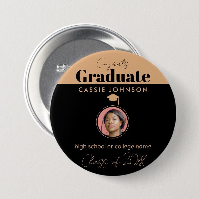 Congrats Graduate Class of 2023 3 Inch Round Button (Front & Back)