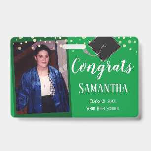 Congrats Graduate Class of One Photo Green Badge