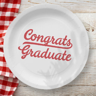 Congrats Graduate Classic Simple Sport Paper Plate
