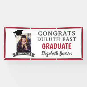 Congrats Graduate Custom Banner Grey Red