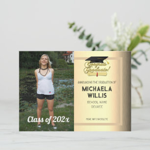 Congrats Graduate Custom photo gold Graduation  Announcement