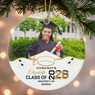 Congrats Graduate Custom Photo Graduation Elegant Ceramic Ornament