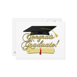 Congrats Graduate Diploma and Graduation hat Postcard