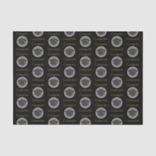 Congrats Graduate Graduation Cap on Black Tissue Paper