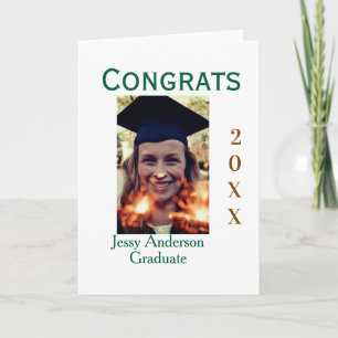 Congrats graduate green gold year 20XX namesimple Card