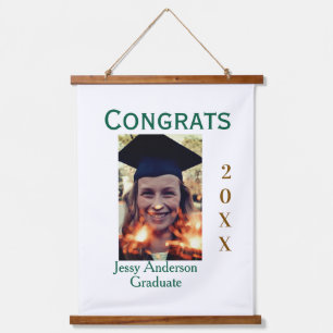 Congrats graduate green gold year 20XX namesimple Hanging Tapestry
