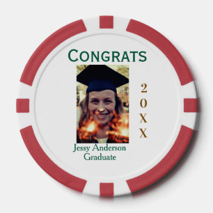 Congrats graduate green gold year 20XX namesimple Poker Chips