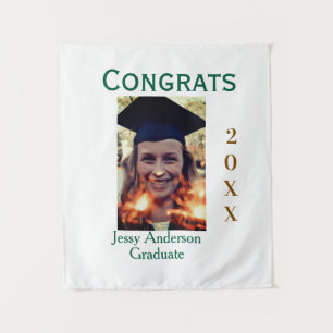 Congrats graduate green gold year 20XX namesimple Tapestry