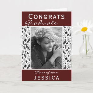 Congrats Graduate Leaf Pattern Photo Graduation Card