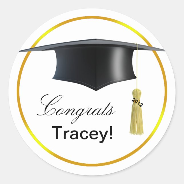 Congrats Graduate! Mortarboard & 2012 Tassel Classic Round Sticker (Front)