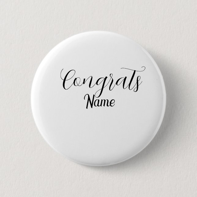 Congrats graduate name simple minimal year class  2 inch round button (Front)
