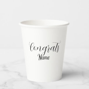 Congrats graduate name simple minimal year class paper cups