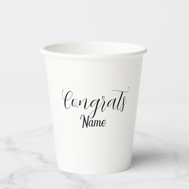 Congrats graduate name simple minimal year class  paper cups (Front)