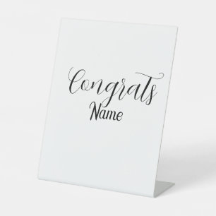 Congrats graduate name simple minimal year class pedestal sign