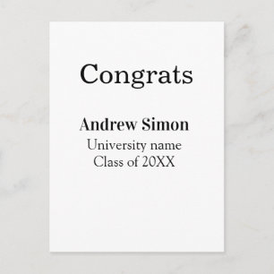 Congrats graduate name university name class 20XX Postcard