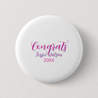 Congrats graduate pink purple name year 20XX date  2 Inch Round Button