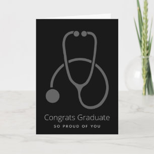 Congrats Graduate Stylish Grey Stethoscope Simple Card