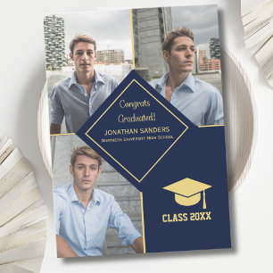 Congrats Graduated Collage 3 Photos for Him Navy Announcement