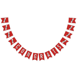 CONGRATS Graduation 2024 White Diploma Bunting Flags