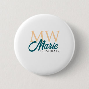 Congrats graduation monogram orange blue 20XX year 2 Inch Round Button