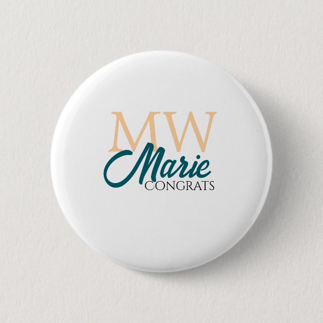 Congrats graduation monogram orange blue 20XX year 2 Inch Round Button (Front)