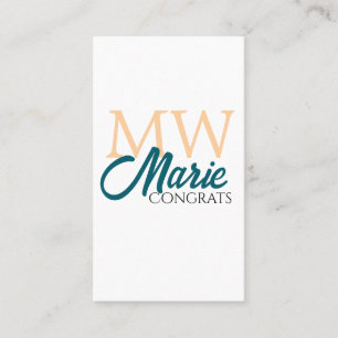Congrats graduation monogram orange blue 20XX year Business Card